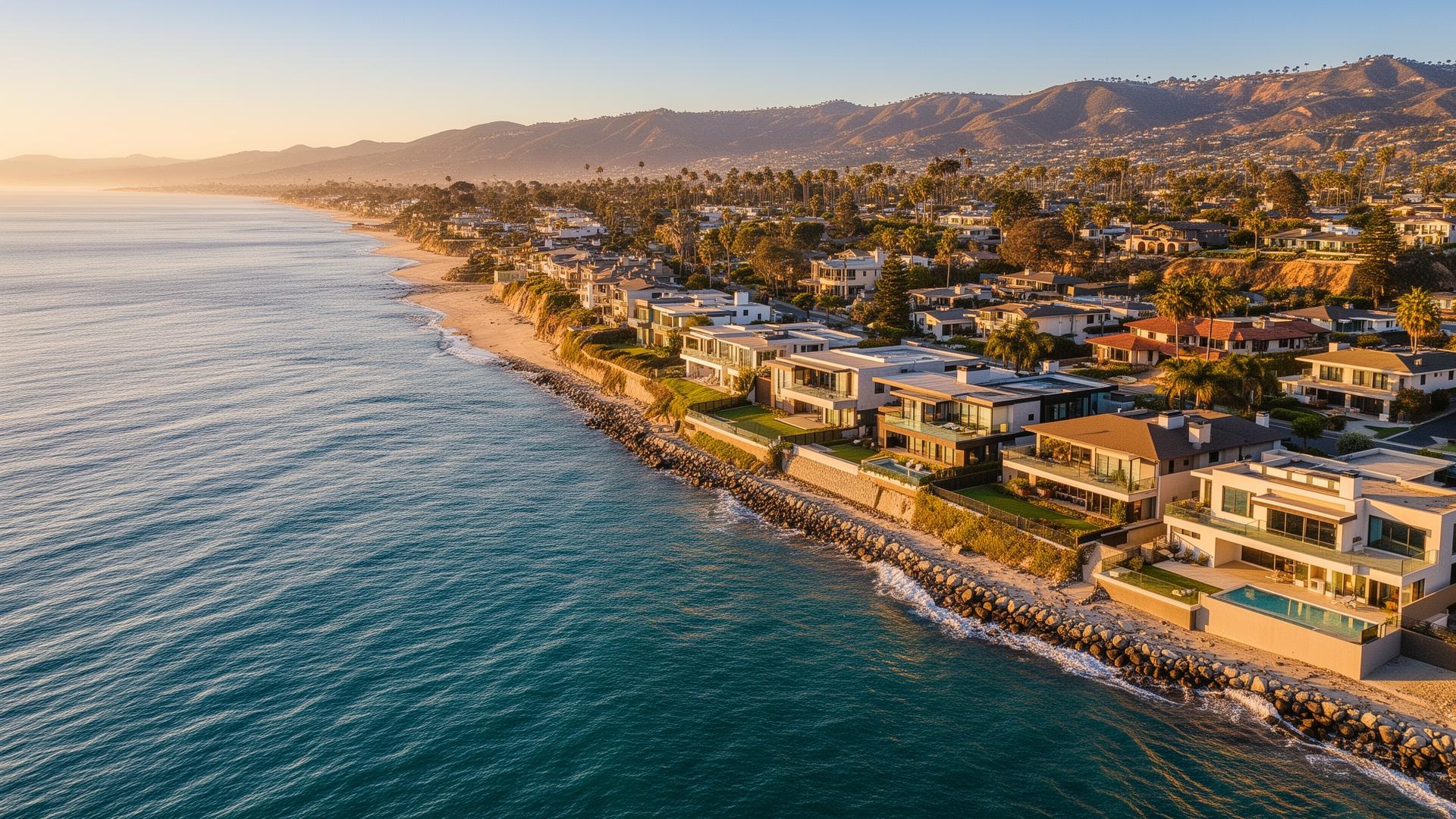 California coastal homes along the Pacific Ocean